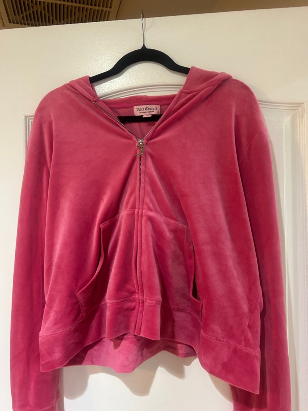 Juicy Couture Hot Pink Velour Zip-Up Hoodie
